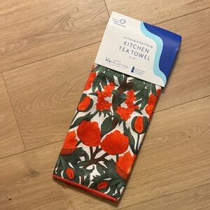 Blue Collection Vibrant Orange Floral Tea Towel